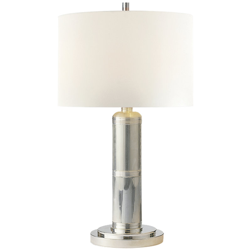 Thomas O'Brien Longacre Small Table Lamp, Polished Nickel, Fabric