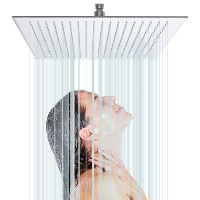 16" Rain Shower Head - All Metal, 304 Stainless Steel, High , 360 Adjustable, Easy Installation, Brushed Nickel 16 Inch Body Shower, Clog Nozzles, Finish