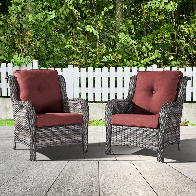 Chaise de patio avec coussins Carolina, Gris, Rouge