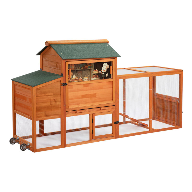 Poulailler portatif mobile avec boîte de nidification, Orange