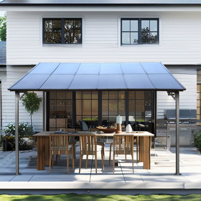 Pergola d'extérieur 10 'x 12', auvent en métal avec toit, robuste pour patio, terrasses, cour arrière - pour exposer la pergola et proton-ray