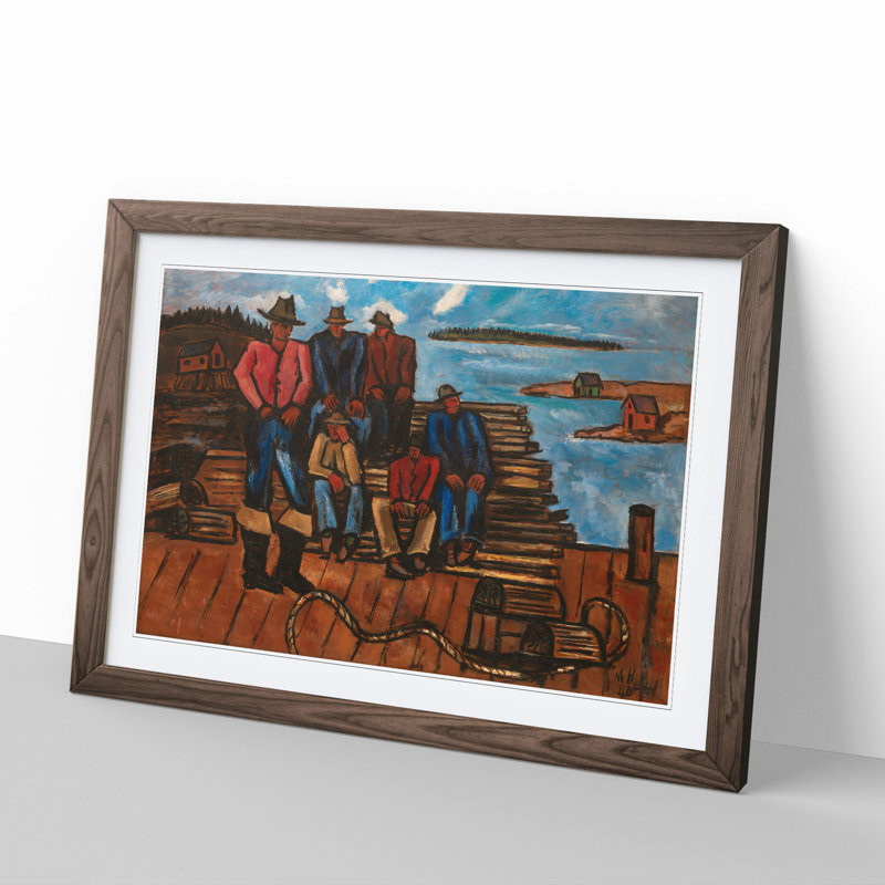 Lobster Fishermen by Marsden Hartley - Picture Frame Painting, Walnut Framed, 48cm H x 65cm W x 2cm D