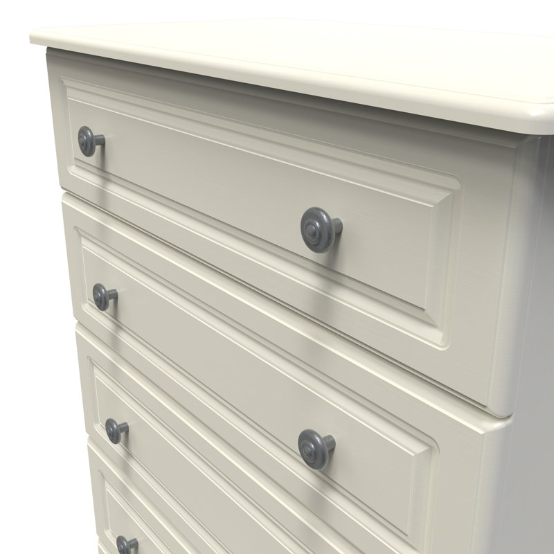 Fully Assembled Meansville 5 Drawer Chest, Cream
