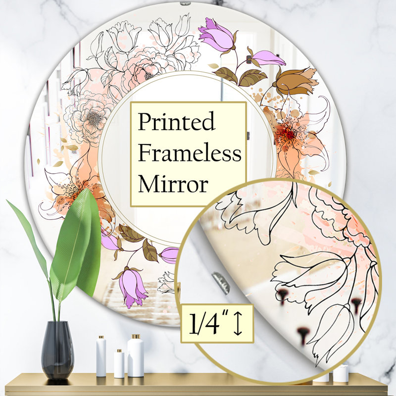 Miroir mural en solde avec fleurs, H 31,5 po x l po