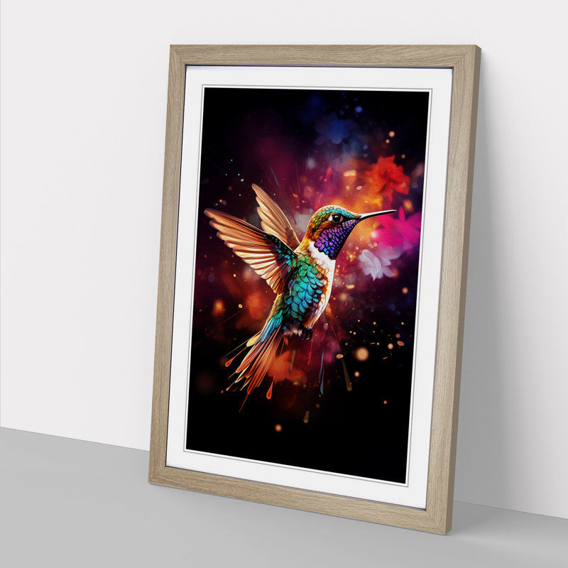 Hummingbird Digital Framed Print, Oak Framed, 64cm H x 46cm W x 2cm D