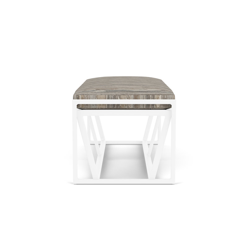 Summit Outdoor Dining Bench, White, Woodgrain Ash