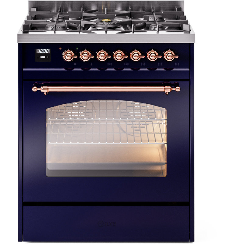 Cuisinière à double combustible de 30 po avec 5 brûleurs scellés (porte vitrée) ILVE Nostalgie II Series, Gaz naturel