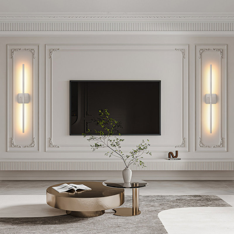 Appliques murales à piles en métal nickel brossé à DEL, H 30 po x l 4,72 po x P 4,72 po
