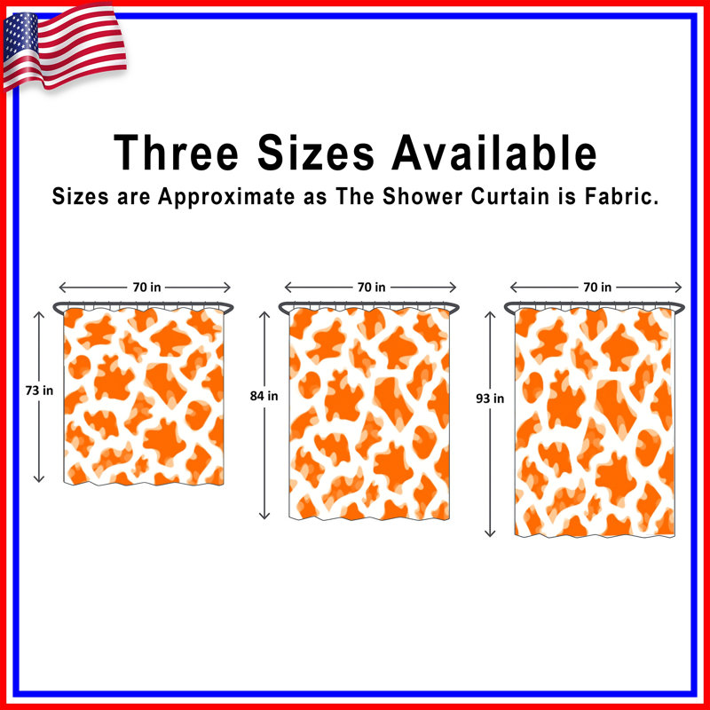 Orange Camouflage Pattern Shower Curtains Extra Long, 70in W x 72in H