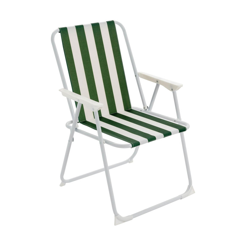 Folding Metal Beach Chair Stripe, Green