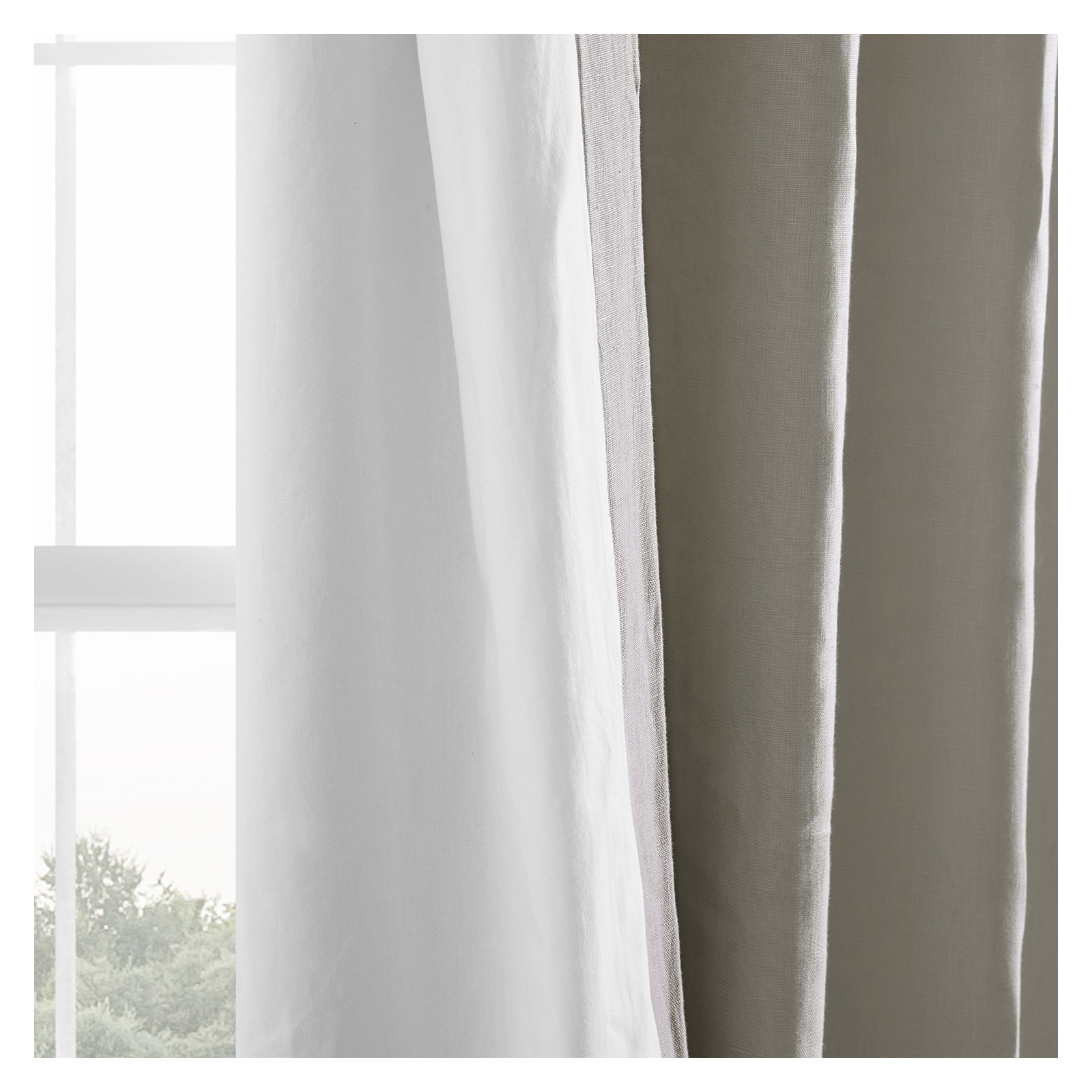 Briella French Linen Room Darkening Curtain, Fresh Khaki, 50" W x 108" L
