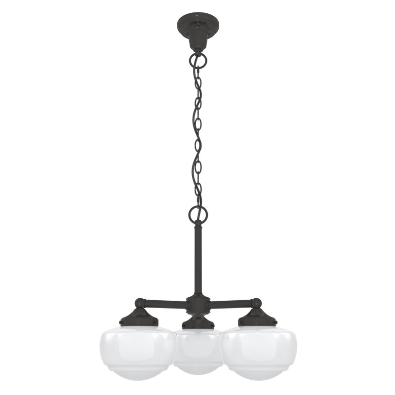 Hunter Saddle Creek 3 Light Chandelier Ceiling Light Fixture, Noble Bronze, Cased White