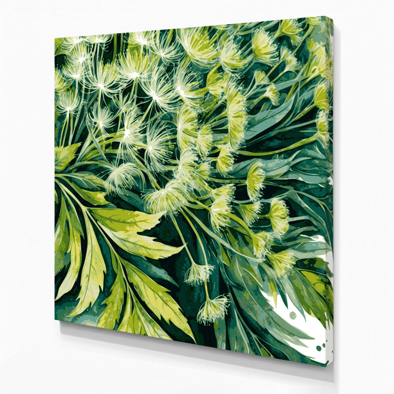Légumes, pissenlits, verts, art mural sur toile, H 16 po x l 16 po
