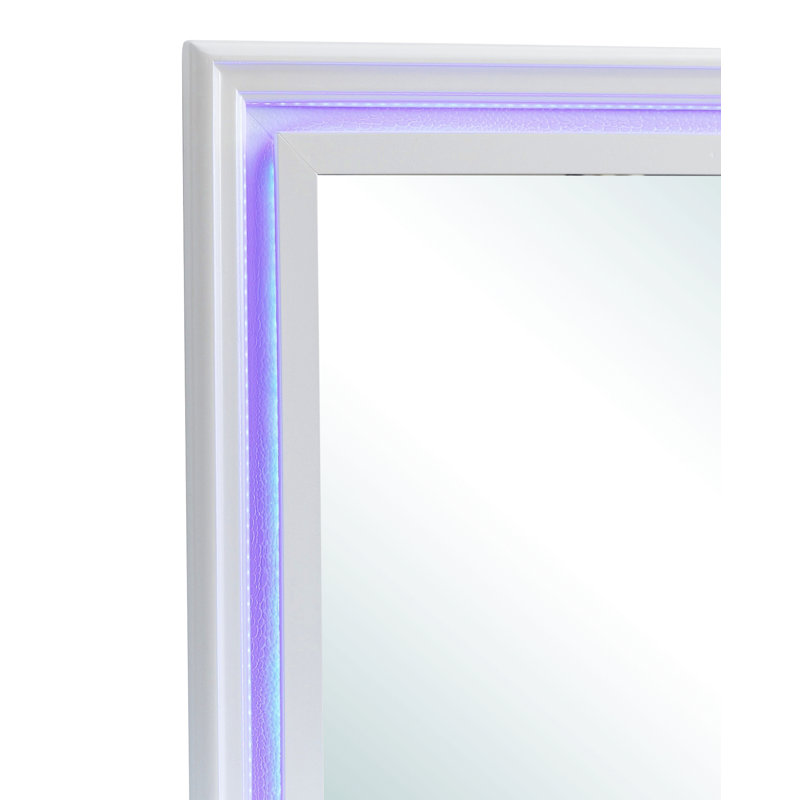 Miroir avec cadre à DEL champagne argenté
