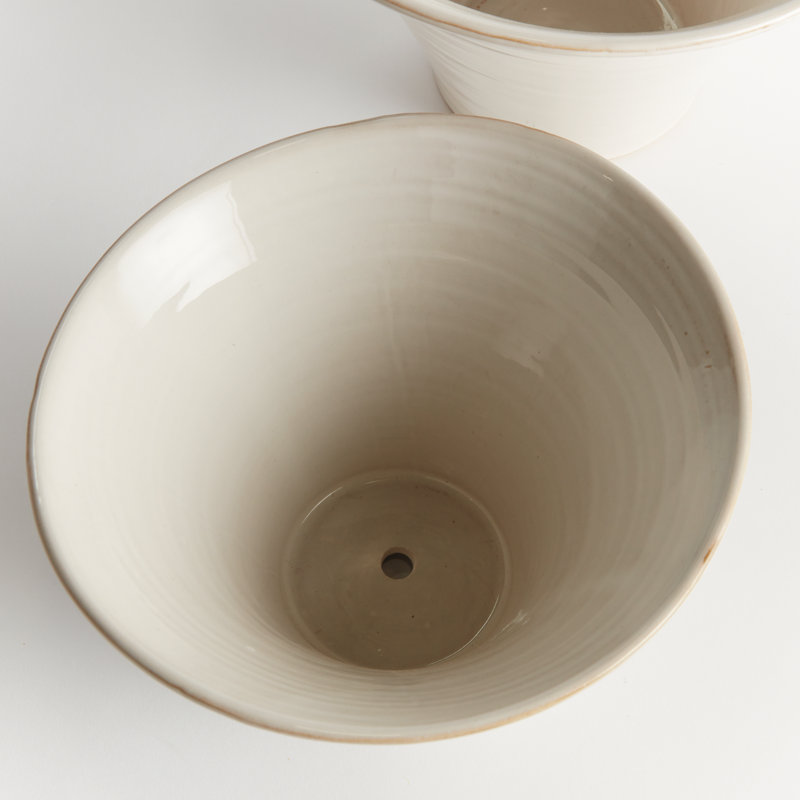 Ondula Stoneware Undulating Texture Thin-Profile Pots, Set of 2