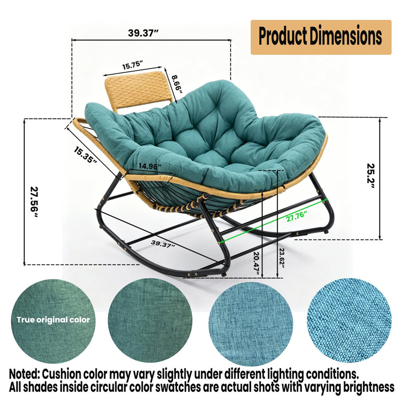 Chaise berçante 39,37 "Papasan, Vert