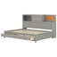 Lit de jour en bois pleine grandeur avec 3 tiroirs de rangement, tablette souple supérieure, tablette et ensemble de prises et ports USB-632892533