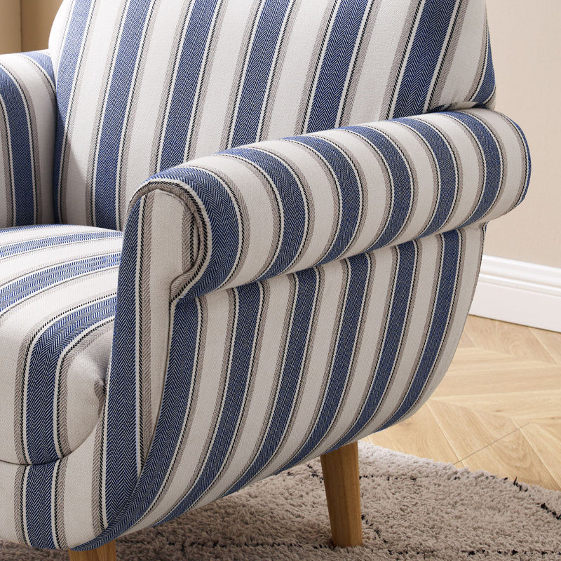 Chaise 29,52 po 29,52 po, Lin rayé bleu marine