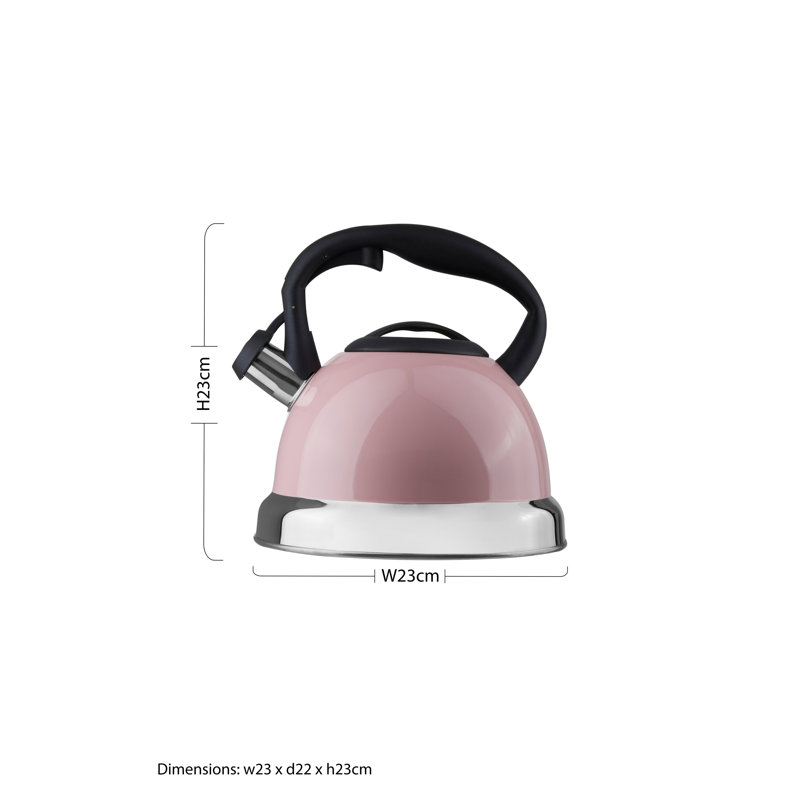 Belfry Kitchen Peniste 3L Stainless Steel Whistling Stovetop Kettle, Pink