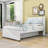 Full Wood Upholstered Platform Bed with Trundle-539978182