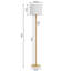 Lampe sur pied traditionnelle en bois massif avec colonne perlée et ampoule 3 couleurs incluse-417680901