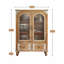 Armoire de rangement autoportante Vintage Farmhouse avec 2 portes en verre et 2 tiroirs, armoire de rangement en bois rustique avec tablettes réglables et pieds tournés, présentoir multi-pièces et unité de rangement pour la cuisine, la salle à manger, le salon et le vestibule