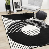 Fresno Black White Contrasting Modern Area Rug