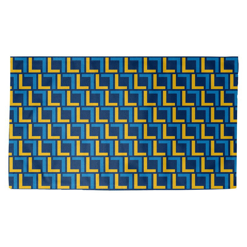 Tapis géométrique bleu / jaune, Rectangle 2 pi x 3 pi