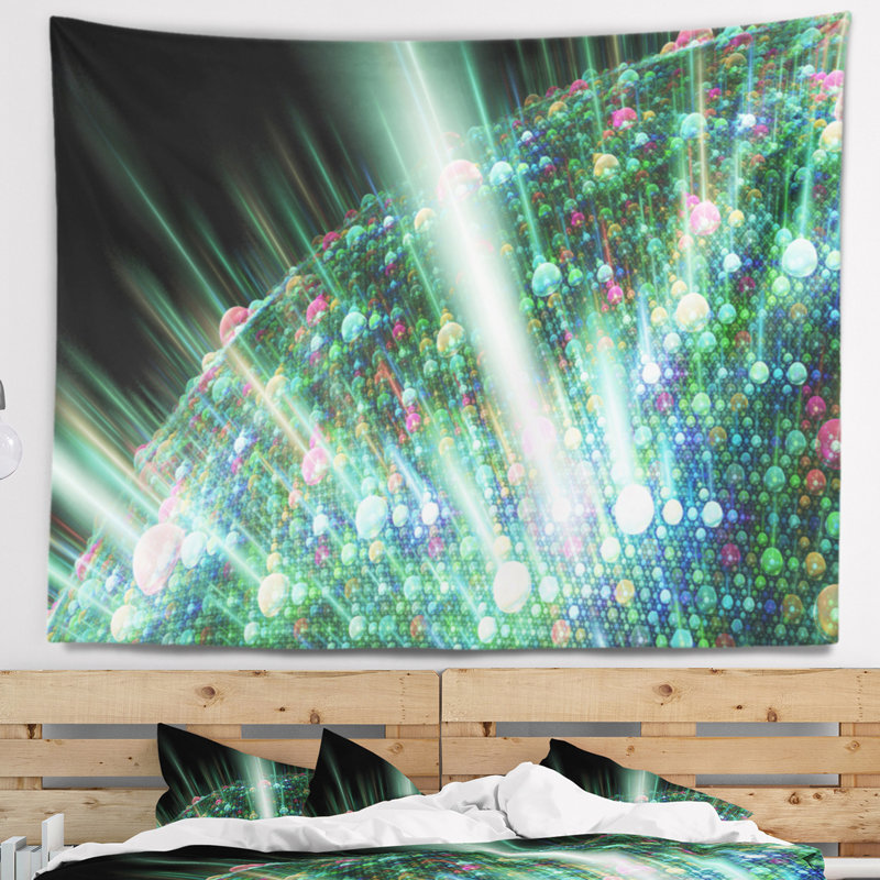 Tapisserie abstraite avec planètes de bulles solaires bleu vif, H 50 po x l 60 po