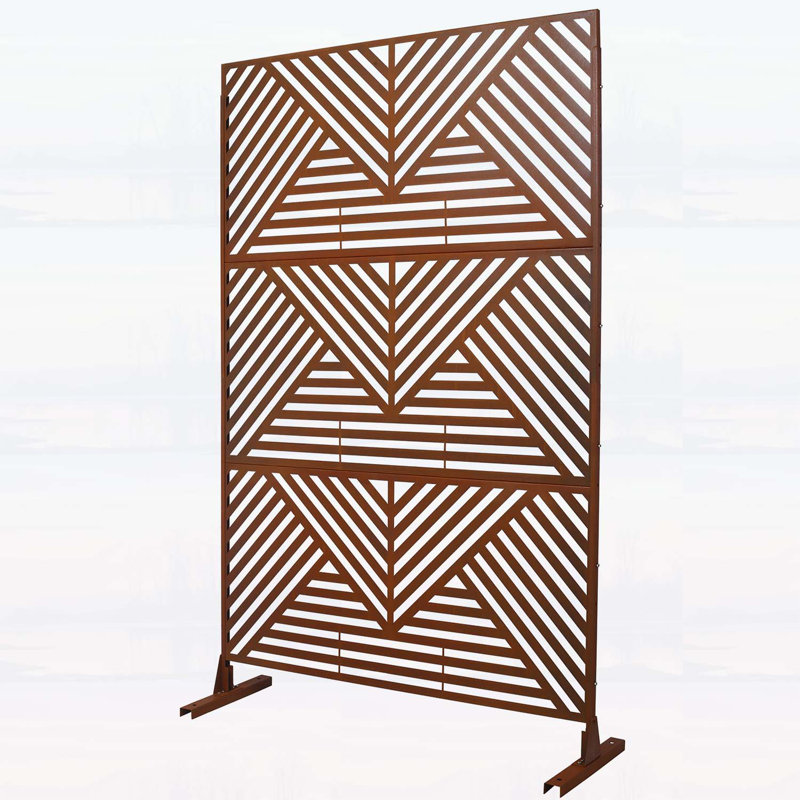 Écran d'intimité élégant en métal pour l'extérieur, idéal pour le patio et le jardin, Rust Red
