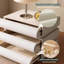 Creamy White Wavy Nightstand with 3 Drawers, Solid Wood Frame & Leather Finish, Modern Minimalist Bedroom Side Table