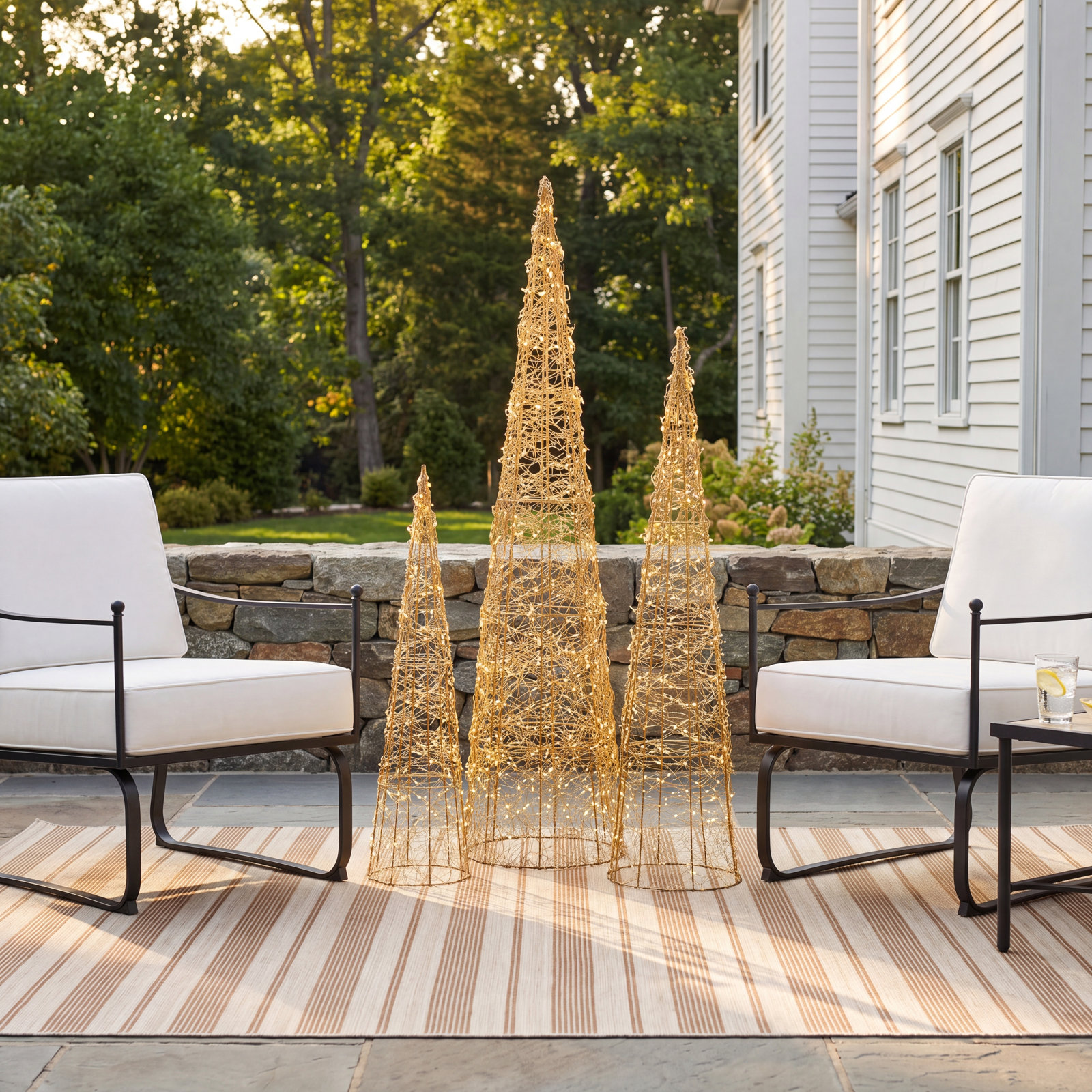 3-Piece LED Twinkle Lighted Cone Tree Set
