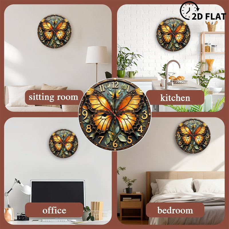 Horloge murale papillon