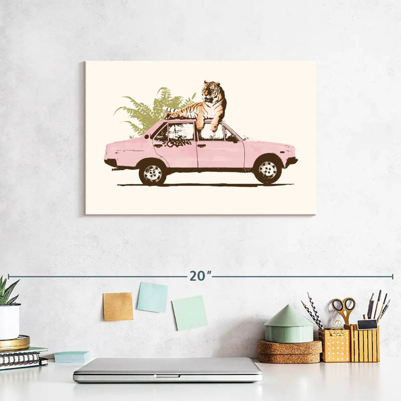Mehar Tiger On Car, 8" H x 12" W