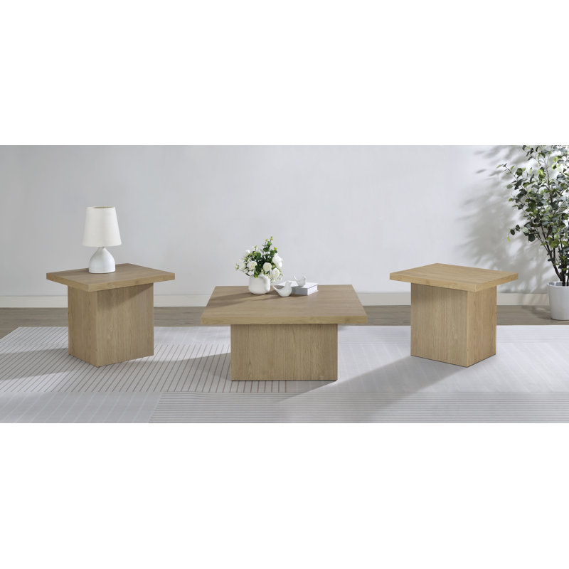 Ensemble de tables basses 3 pièces Devar, Café au lait, 3 pièces: 2 tables de bout, table basse