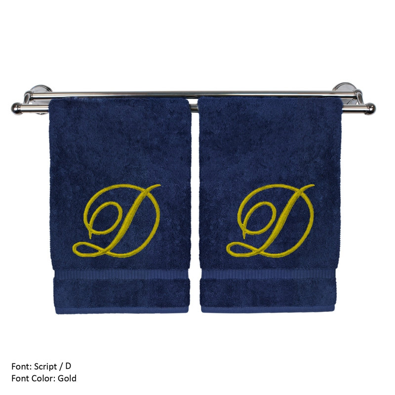 Super Plush Washcloth, Navy/Gold, D