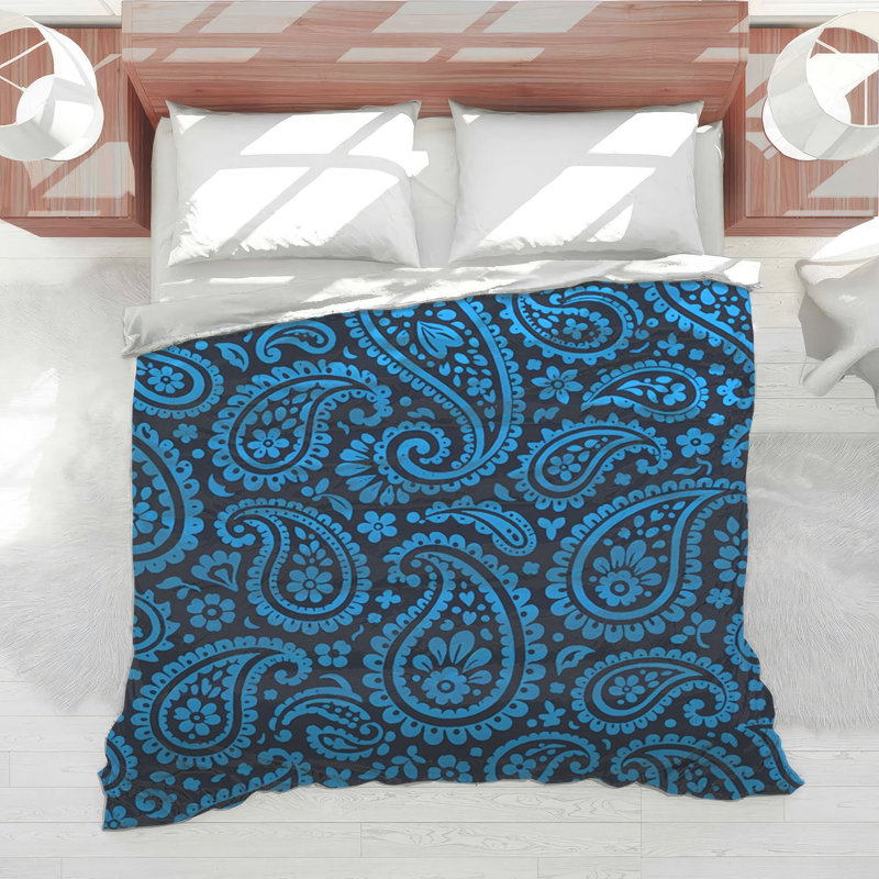 Édredon bleu à motif cachemire floral, Twin