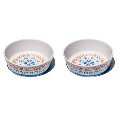 Boho Kitty Medallion Melamine Pet Bowl - Small - 1.5 Cups - Multicolor