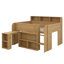 Lit mezzanine double avec plusieurs tablettes de rangement, bureau et structure de lit mezzanine en bois massif pour enfants, adolescents et adultes-249216324