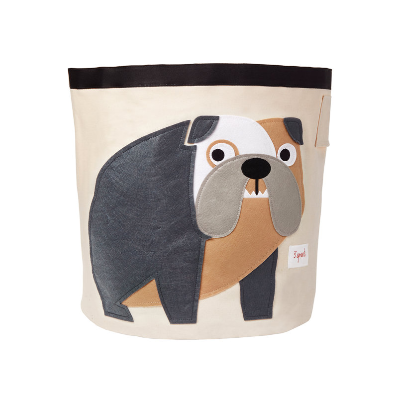 3 Sprouts - Canvas Storage Bin - Laundry and Toy Basket for Baby and Kids - Bulldog