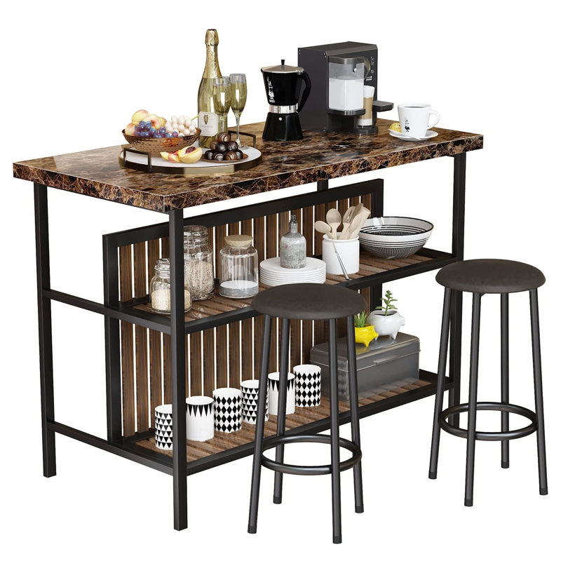 Zurek 47.2'' Wide Kitchen Island Set, Brown