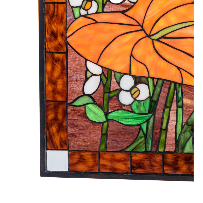 Vitrail à fleurs tropicales l 20 po x H 32 po