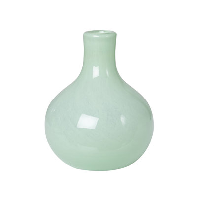 Vase en verre vert avec embouchure tube