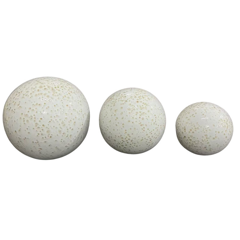 Assorted Ceramic Globe Tabletop Accents "Florence" (Set of 3), Ivory