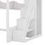 Lit mezzanine en bois avec escalier et garde-robe, tablettes de rangement et espace sous le lit