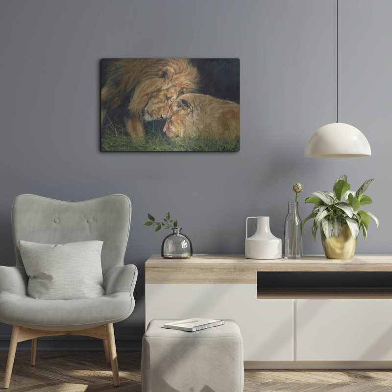 «Lion Love2» par David Stribble, art mural en métal, H 16 po x l 24 po