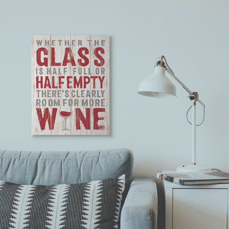 «Wine Glass Funny Word Kitchen Bathroom Room Texture Texture Design», impression sur toile, H 30 po x l 24 po x P 1,5 po