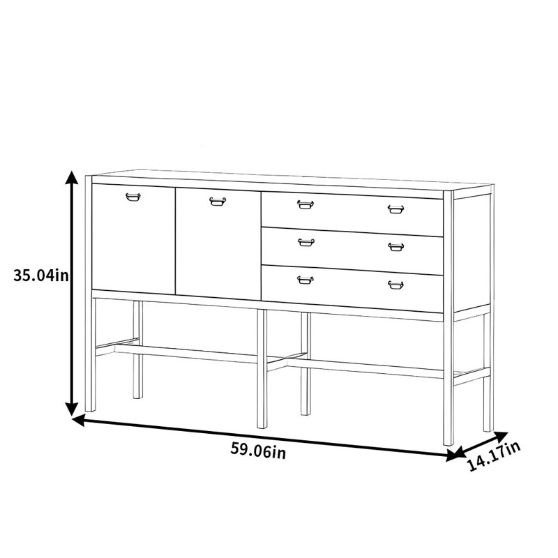 Huche de salle à manger 59 po Laussat, H 35,04 po x l 59,06 po x P 14,17 po