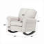 Chaise berçante compacte à une place FlowLuxe, tissu en lin beige avec structure en bois synthétique