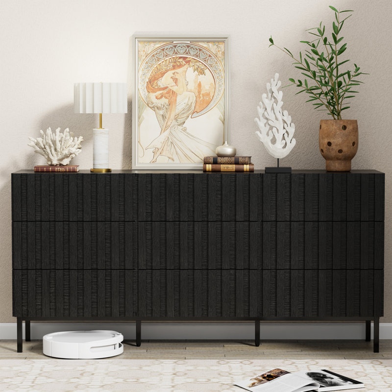 9  Drawer 59.1 " W Double Dresser, Black